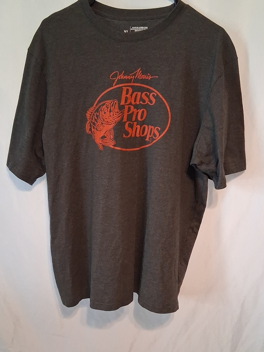 Bass Pro Shops Charcoal Tee with Orange Fish Logo